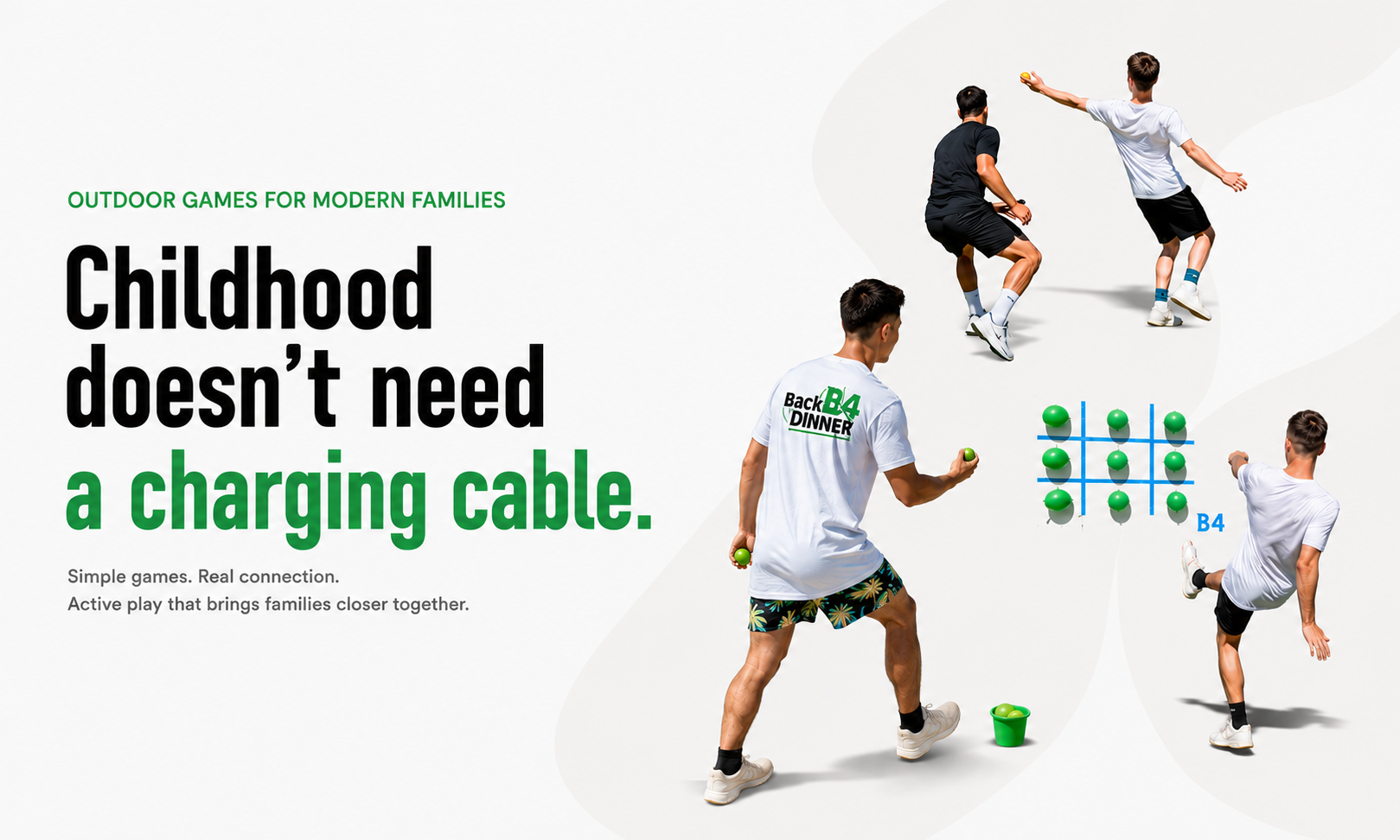 Childhood doesn’t need a charging cable. Outdoor games for modern families.